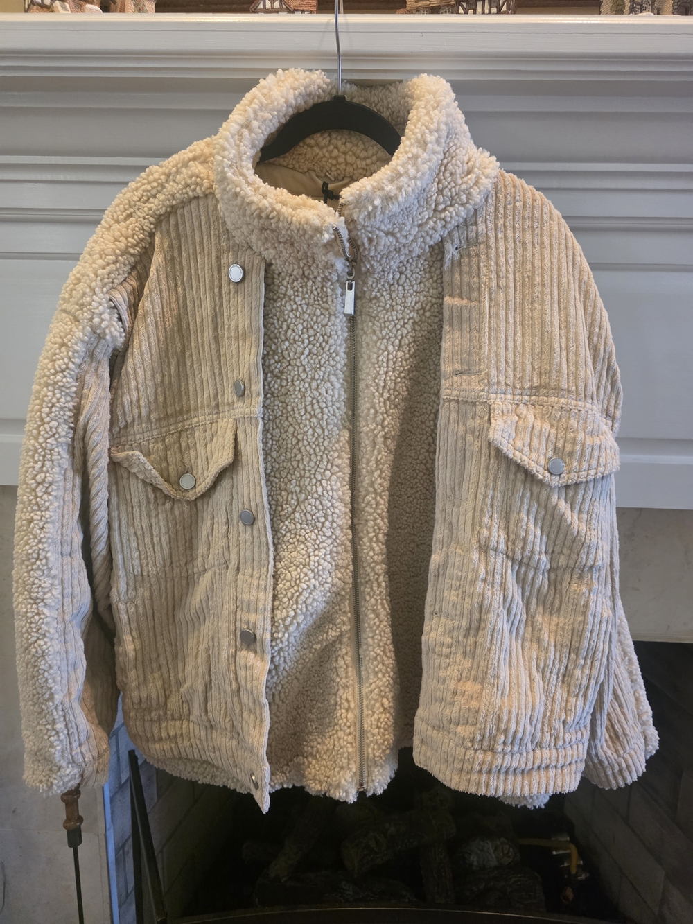 Blank NYC Cream Sherpa & Corduroy Teddy Jacket